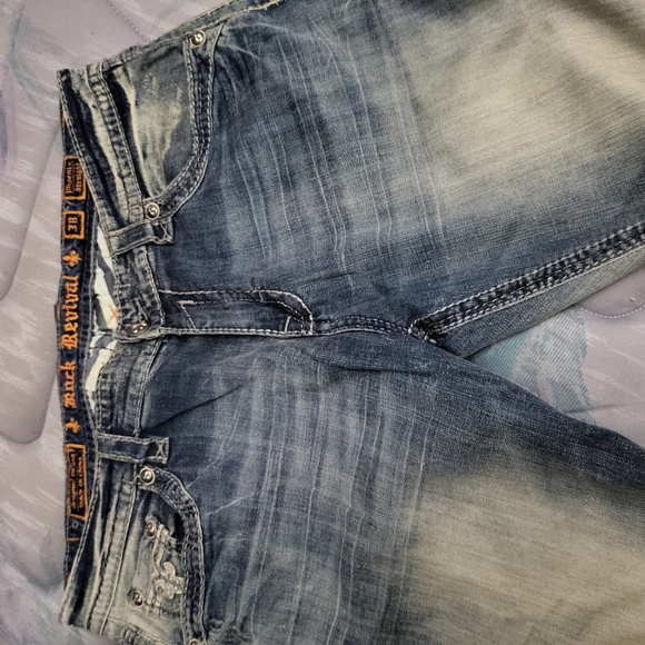 Rock Revival Phoenix StraightLight Blue size 38. Inseam measures 30. Embelished - Picture 5 of 11